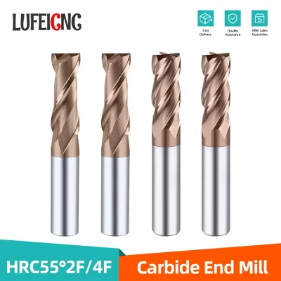 Lufeicnc hrc55 fresas de topo de carboneto revestido roteador bit para metalurgia torno cortador de aço tungstênio cnc fresa plana