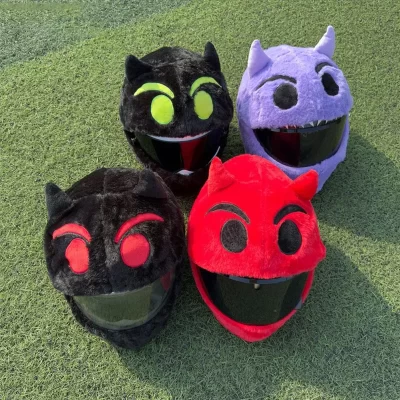 Capacete da motocicleta desenhos animados capacete de pelúcia capa protetora capacete rosto cheio capas para o dia das bruxas diversão ao ar livre personalizado hel z9p3