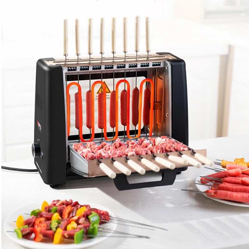Churrasqueira doméstica automática rotativa espetos máquina sem fumaça grelha elétrica rotativa 220v/1200w churrasqueira - Image 4