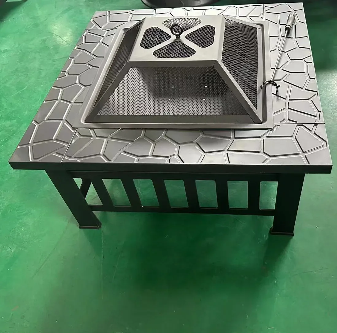 Mesa de churrasco multifuncional acampamento ao ar livre metal fogueira fogão a lenha ao ar livre fogueira churrasqueira mesa quadrada - Image 5