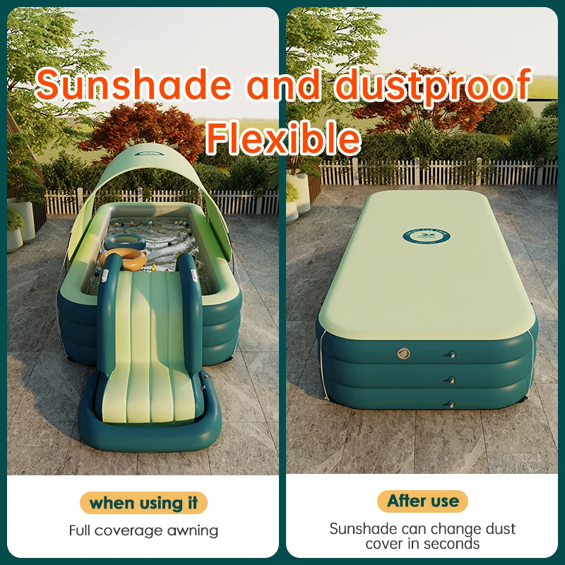 2/3M Large Swimming Pool Family Outdoor Party Pools Children's Inflatable Swimming Pool Sun Shade Folding Pool for Kids Baby Toy - Image 3