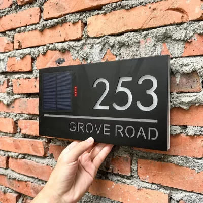 Personalized Solar House Number Outdoor LED Illuminated house number led Solar Lights Outdoor 3D Acrylic Door Sign solar custom