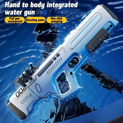 Novo pulso elétrico de tiro contínuo pistola de água poderosa luz de spray de água grande capacidade auto-escorvante brinquedo de verão das crianças