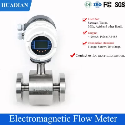 Medidor de Fluxo Eletromagnético, Digital LCD, Água Leite Líquido Corrosivo, 4-20mA Pulso, RS485 Saída, DN40, DN50, DN65