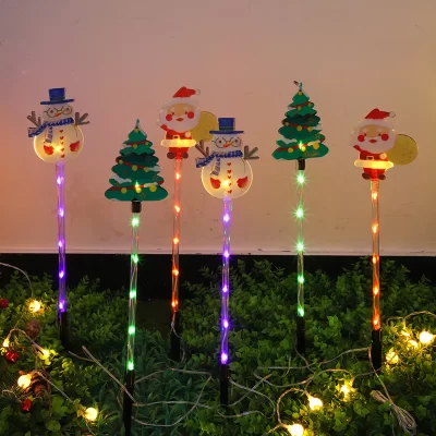 6 pçs/lote movido a energia solar luzes do gramado de natal santa árvore & rena projetos para decoração ao ar livre luzes do jardim à prova dwaterproof água feriado