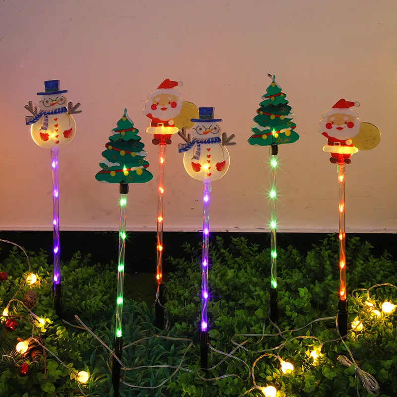 6 pçs/lote movido a energia solar luzes do gramado de natal santa árvore & rena projetos para decoração ao ar livre luzes do jardim à prova dwaterproof água feriado