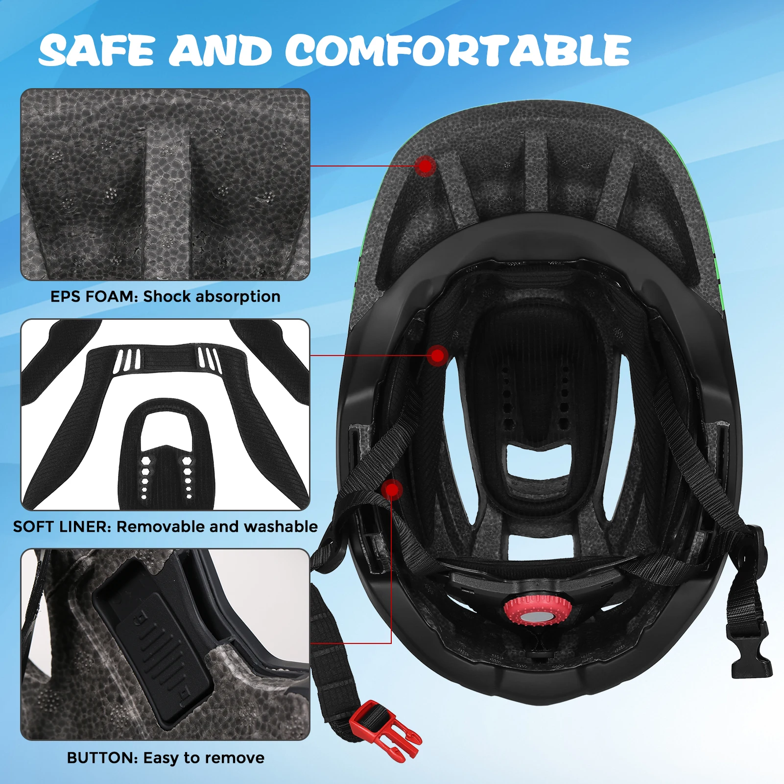 Crianças destacável rosto cheio capacete crianças esportes segurança capacete da bicicleta equipamentos de proteção para ciclo skate rolo scooter - Image 6