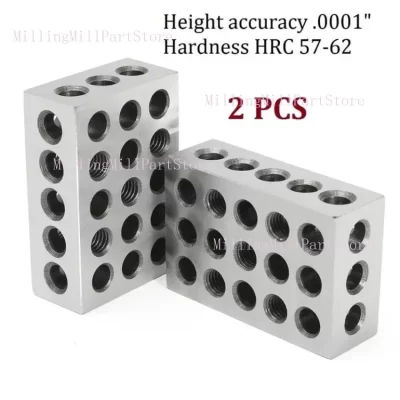 Precision Blocks Hardened Steel 1-2-3 Blocks 0.0001" Precision Matched Machinist 123 Milling Tool 23 Holes 25-50-75mm BLOCK 2pcs