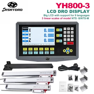 YH800-3 DRO 3 Axis Display Set 1um/5um 19 language And 3 Pieces Linear Glass Scale Encoder 50-1000mm Boring Machines Milling