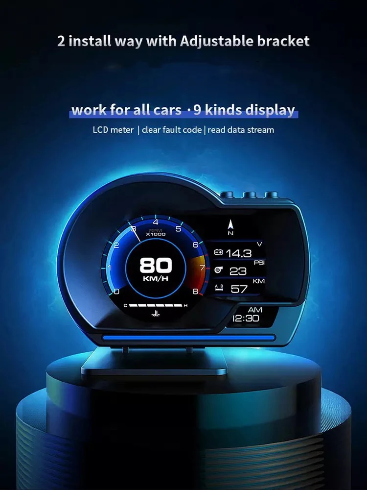 Newest A501 Car Head Up Display OBD2 Smart Car HUD Turbo Gauge Digital Odometer Security Alarm Water&Oil temp RPM Auto Meter - Image 4