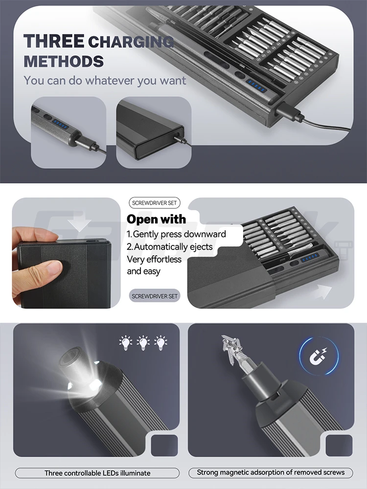 Conjunto de chave de fenda elétrica de precisão 68 em 1, 5 níveis ajustáveis, vem com luz de preenchimento, ferramenta profissional de reparo de ipad para celular - Image 3