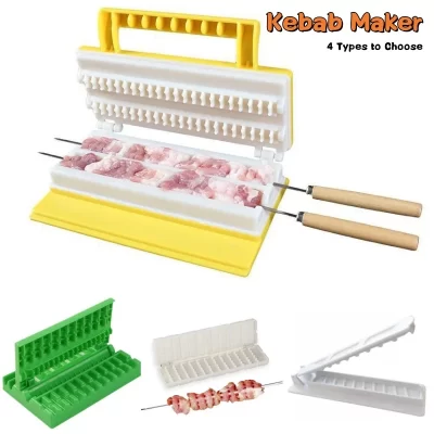 Espeto de carne para churrasco, fileira dupla, máquina de fazer espeto de plástico reutilizável, preparação de kebab, acampamento, ferramentas para churrasco