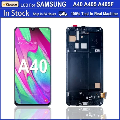 Super LCD With Frame Display Screen For Samsung Galaxy A40 A405F A405FN LCD Display Digital Touch Screen Assembly Replacement
