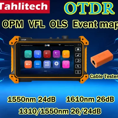 Detector de falhas de fibra óptica otdr testador medidor de potência para opm vfl ols mapa de eventos ethernet fibra 100km teste rangecable tester