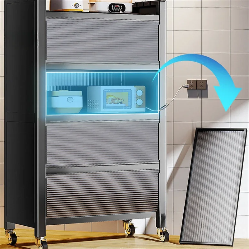 Armários de cozinha de metal simples, móveis para casa, armários de armazenamento multicamadas, prateleiras de chão, cozinha, armário de talheres multifuncional - Image 3