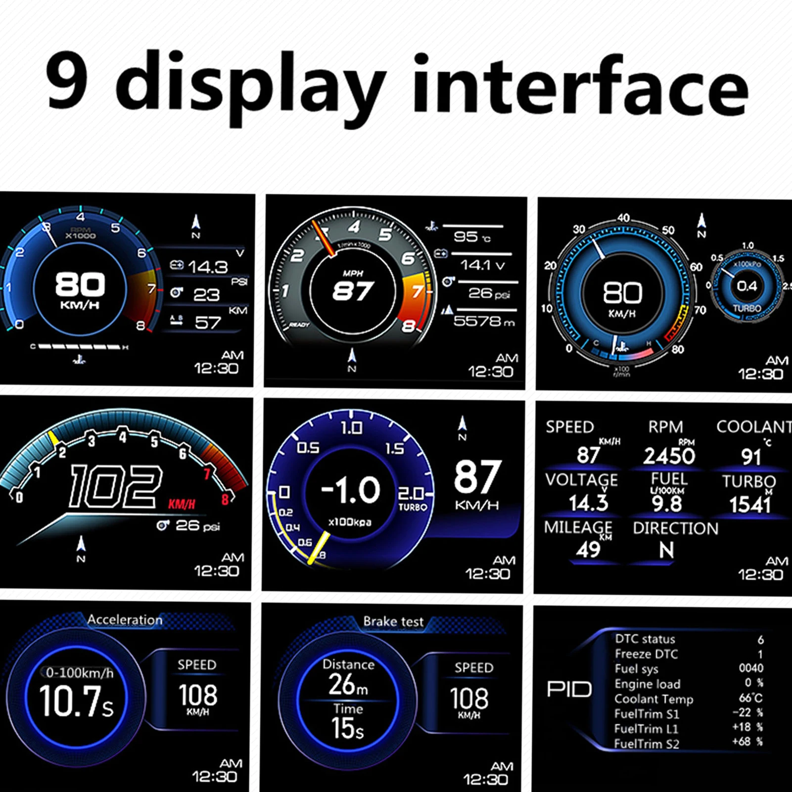 Car Head up Display, OBDⅡ+GPS Smart Gauge High Definition Speedometer Car Diagnostic Tool OBD Fault Code Elimination - Image 3