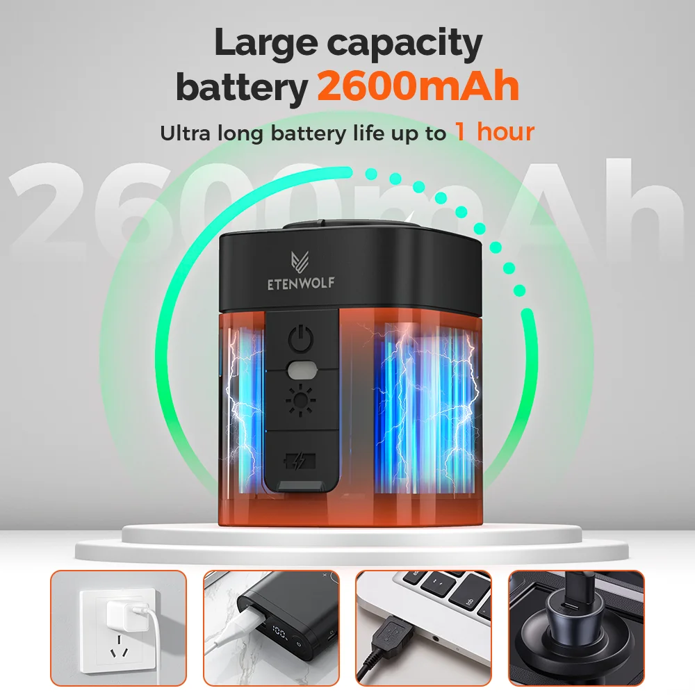 New ETENWOLF AIR 3 Electric Air Pump 2600mAh Battery Light Portable Camping Pump for Air Mattresses Sleeping Pads Pool Floats - Image 4