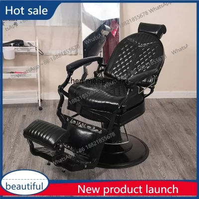 Cadeira de barbeiro vintage a17, cadeira de cabeleireiro resistente hidráulica para cabeleireiro, salão de tatuagem, beleza