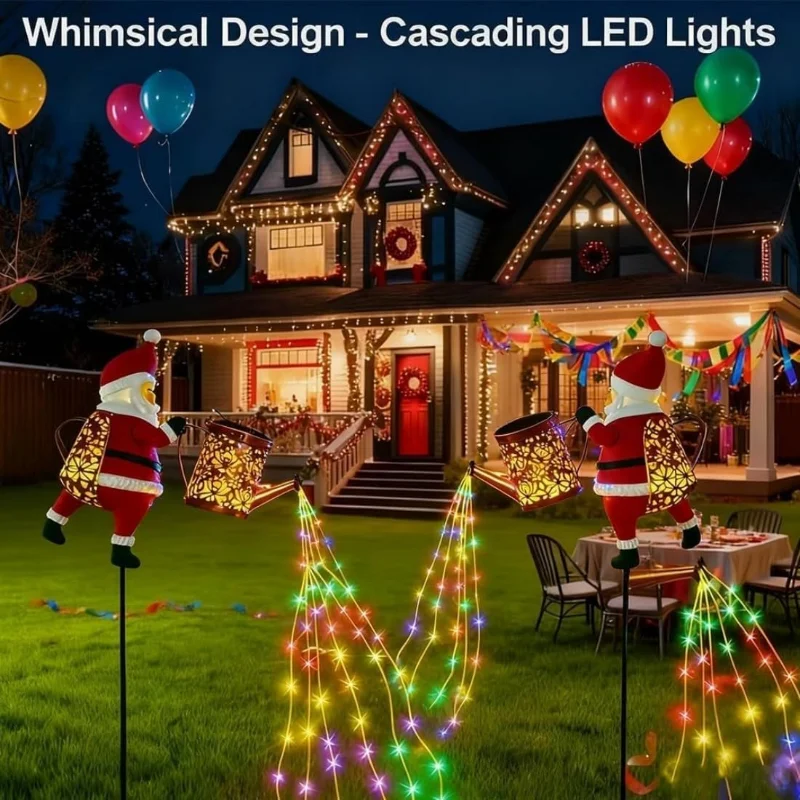 Criativo natal chaleira solar plug-in luzes jardim gramado quintal papai noel chaleira lâmpada à terra led luzes da noite decoração ao ar livre
