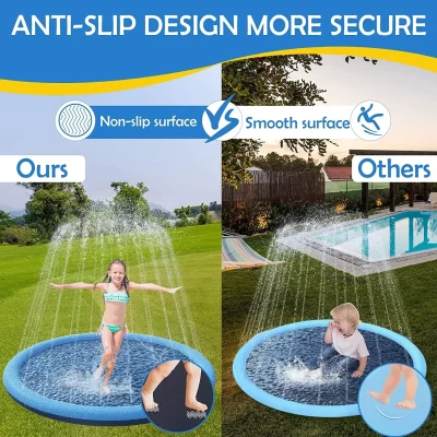 Kids Summer Outdoor Water Toy-Anti-Slip Thick Dog Splash Pad Sprinkler Pool Fun Backyard Fountain Play Mat Perfect Children Gift