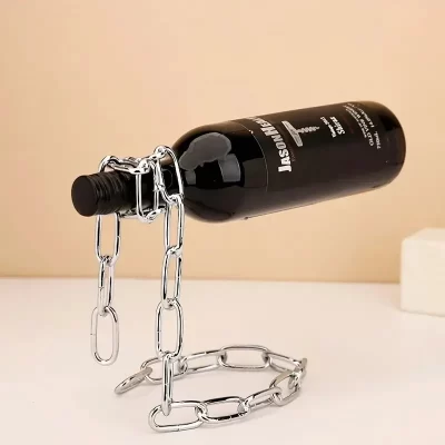 Corrente de ferro rack de vinho criativo simples suporte de garrafa de vinho mágico expositor de uísque casa cozinha artesanato decorativo presentes ideais