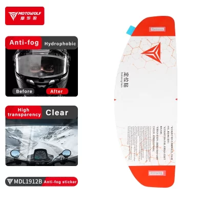 Motowolf universal motocicleta rosto cheio capacete escudo anti nevoeiro filme hd cinza viseira lente inserção resistente à nevoeiro adesivo à prova dwaterproof água