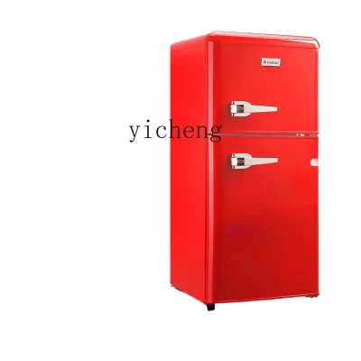 Retro Refrigerator Mini Small Freeze Storage Household Double Door Refrigerator