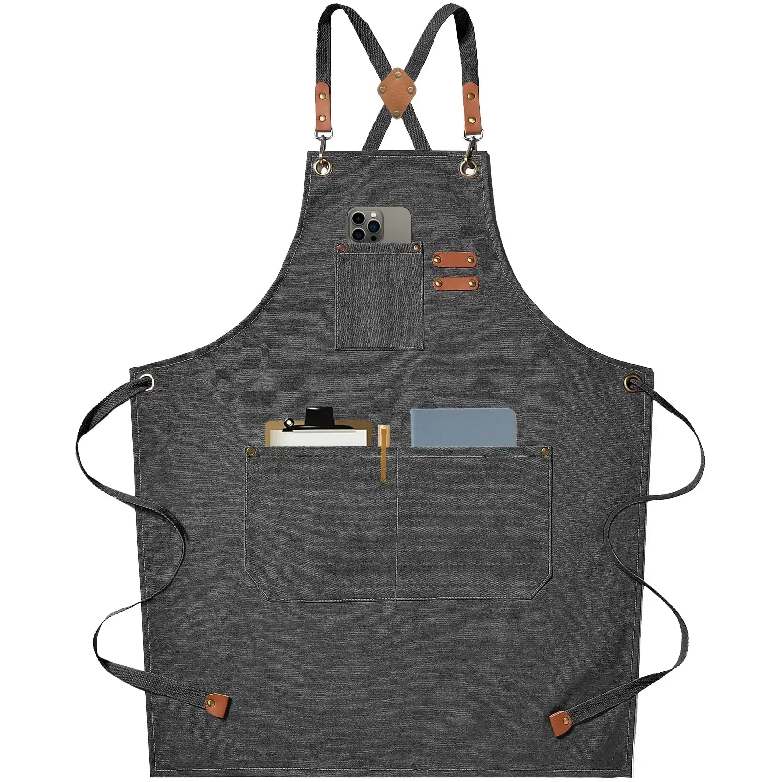 Nova moda lona aventais de cozinha para mulher homem chef trabalho avental para grill restaurante bar loja cafés beleza unhas estúdios uniforme