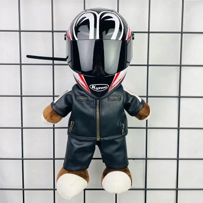 Boneca de motocicleta urso capacete modelo motocicleta pingente boneca boneca de pelúcia