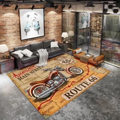 Tapete de lounge industrial de vento industrial americano Tapete antiderrapante para casa, Grande área, Decoração de sala de estar, Tapete retrô para quarto