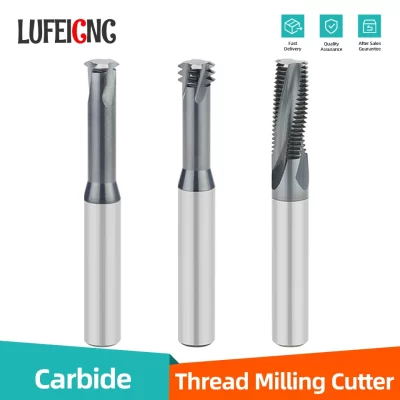 Lufeicnc fresa de rosca de carboneto, dente único, três dentes, rosca completa, centro de usinagem cnc, revestimento de liga, fresa
