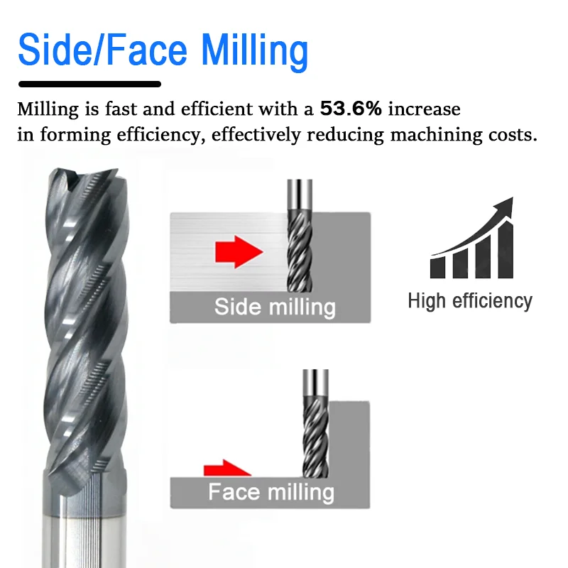 Metal Cutter Alloy Carbide End Mill HRC55 4 Flute 4mm 6mm 8mm 10mm 12mm 16mm 18mm 20mm Tungsten Steel CNC Maching Milling Tools - Image 2