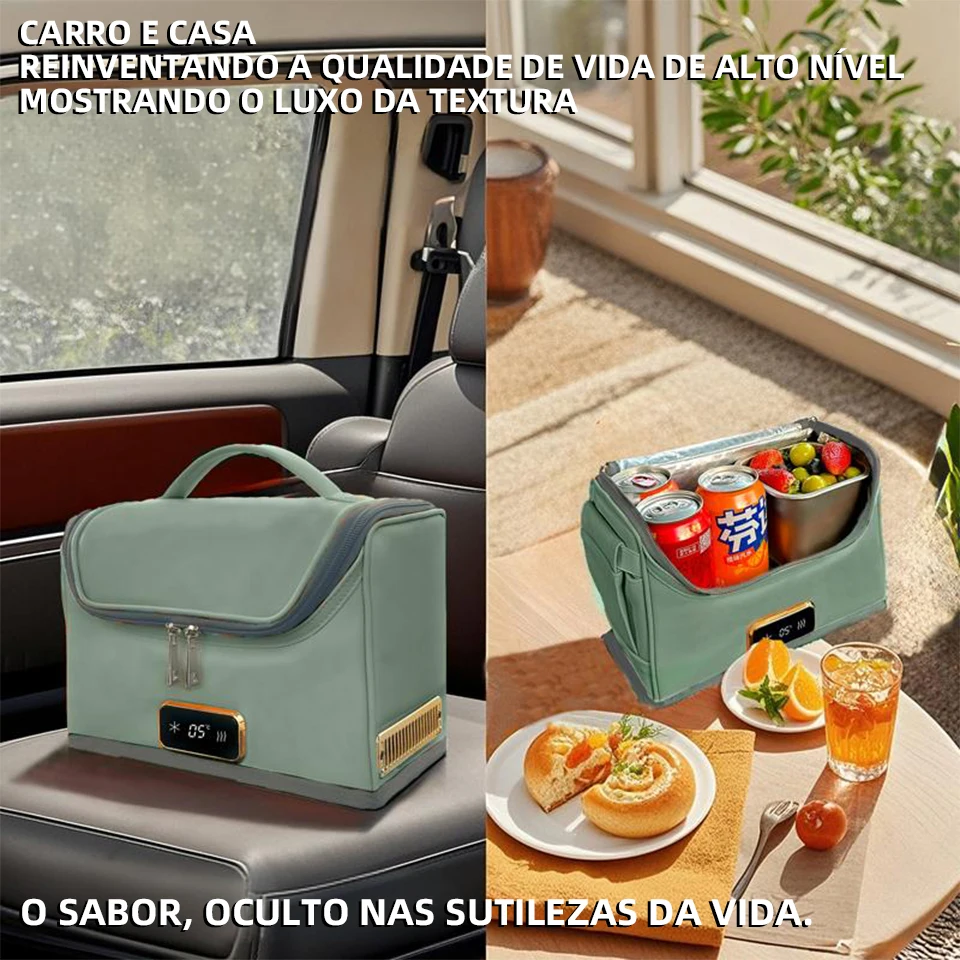 Yannice12V220V Mini Car Refrigerator Green Portable Car Cold& Heat Soft Bag Hand Carry Cosmetics Drug Cold Bag For Home Car Use - Image 3