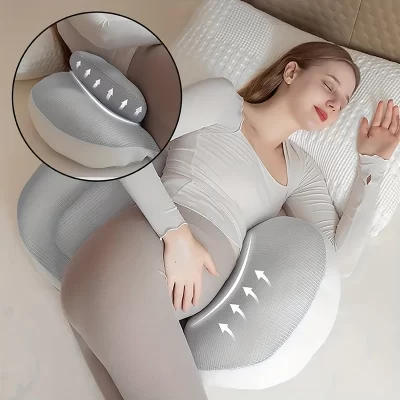 Travesseiro de maternidade em forma de U – Suporte de corpo inteiro para mulheres grávidas, alívio confortável da dor no quadril na parte traseira da barriga para travessas laterais