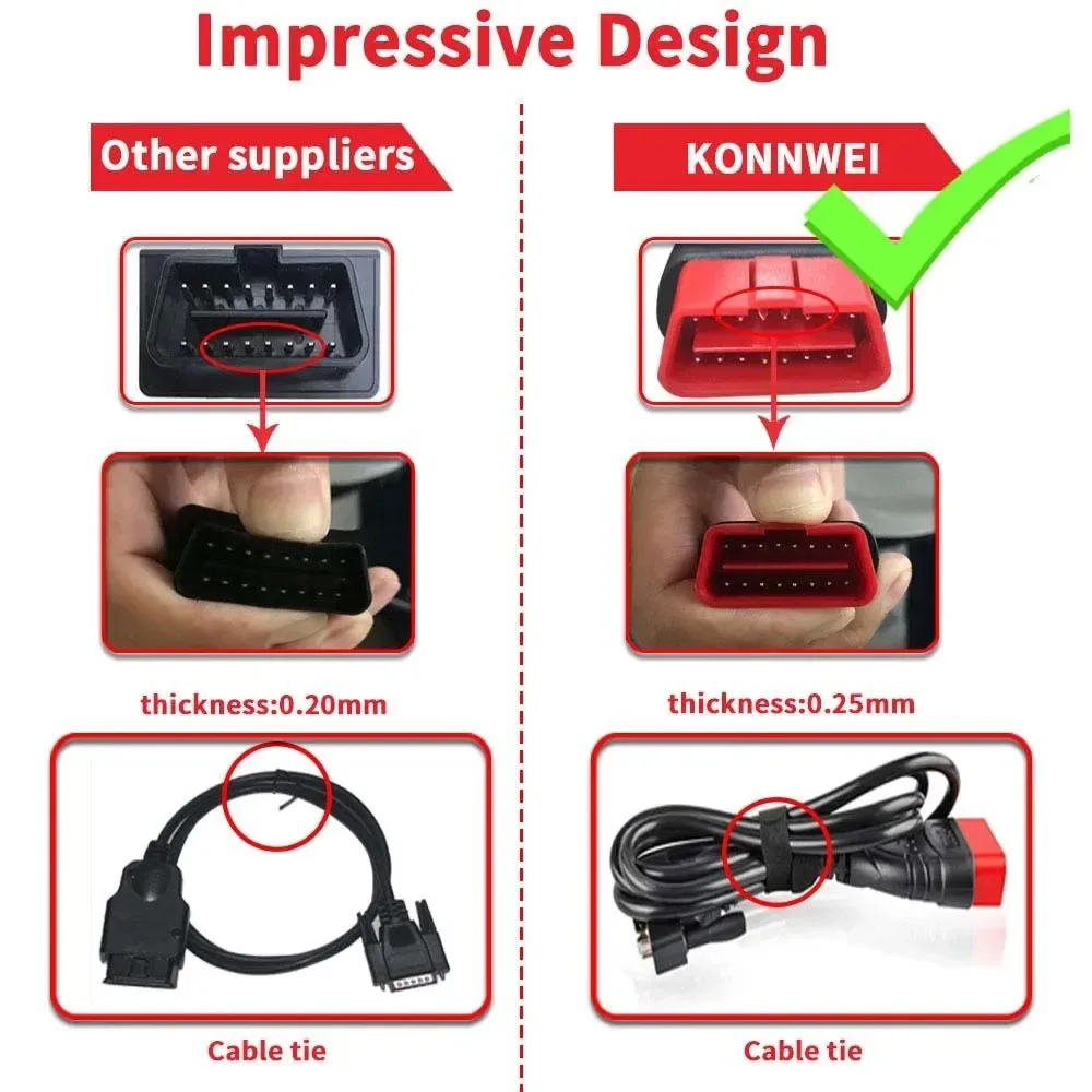 Konnwei kw830 ferramenta de scanner de carro leitor de código automático obd2 obdii ferramenta de diagnóstico leitura e claro código de falhas do veículo ferramenta de verificação - Image 6