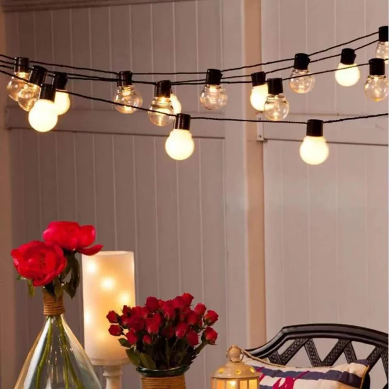 G50 lâmpadas luz ambiente led luzes da corda de fadas ao ar livre luz solar festa casamento natal casa decoração do jardim - Image 3
