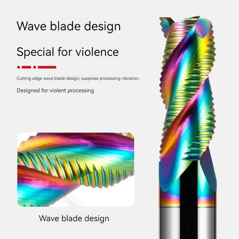 HRC60 Roughing End Mill Solid Carbide 3 Flutes For Metal Aluminum MDF Fiberglass Acrylic Wood Copper Plastic CNC Machine Tool - Image 3
