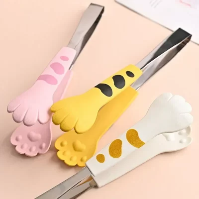 Pinça japonesa em forma de pata de gato, pinça de comida fofa de desenho animado, pinça de churrasco de aço inoxidável, clipe de cozimento de sanduíche, utensílios de cozinha