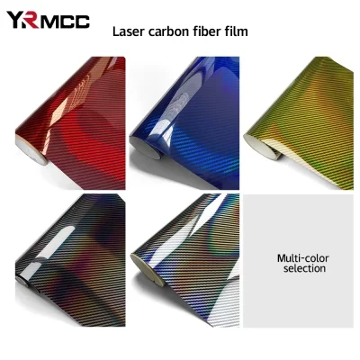 Gloss Laser Rainbow Carbon Fiber Vinyl DIY Car Stickers Motorcycle Body Covers Film Console Computer Laptop Skin Car Accessories