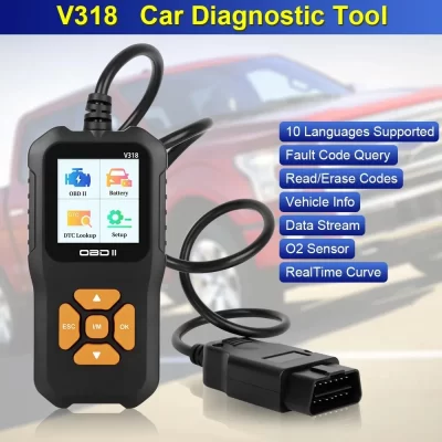 V318 obd2 scanner instrumento de diagnóstico de falhas de carro leitura do motor limpar a luz de mau funcionamento do motor ferramentas mecânicas 10 idiomas