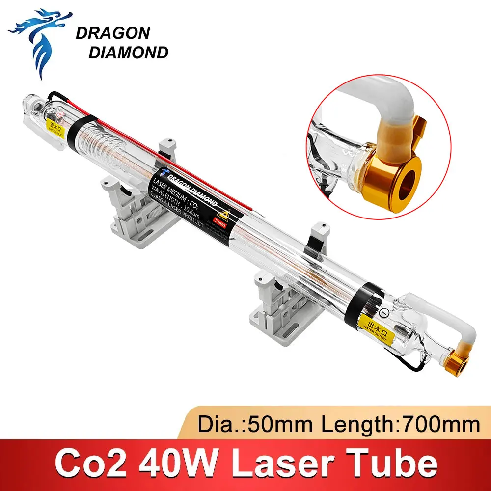 Tubo laser co2 40w, comprimento 700mm, lâmpada laser de vidro para máquina de corte e gravação a laser co2, série k40, alta qualidade - Image 2