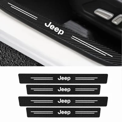 Jeep tira de limiar de carro anti-passo adesivo protetor de couro para jeep renegade compass grand cherokee wrangler jk gladiador