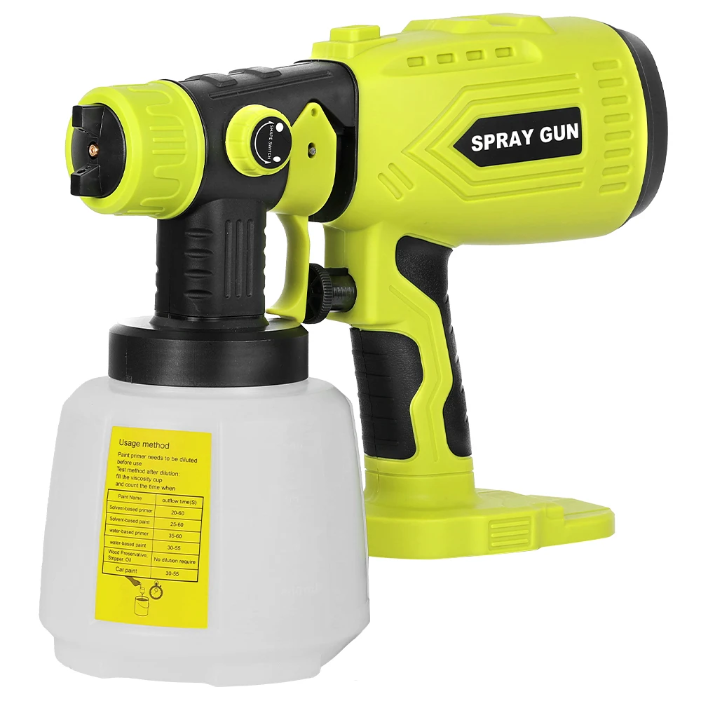 Pulverizador de tinta HVLP sem fio de 200 W para Ryobi 18 V ONE +, 4 bicos, 3 padrões, recipiente de 1000 ML, pistola de pulverização portátil (sem bateria)