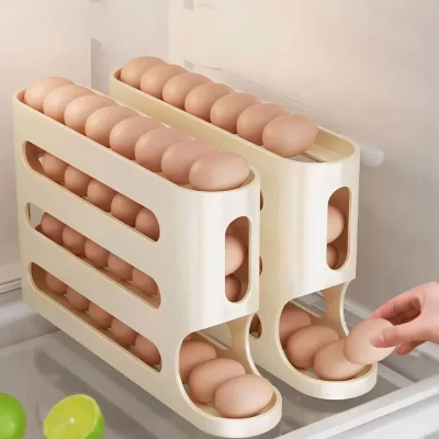 4 camadas de rolamento automático ovo titular rack geladeira caixa armazenamento recipiente cozinha geladeira dispensador ovo organizador