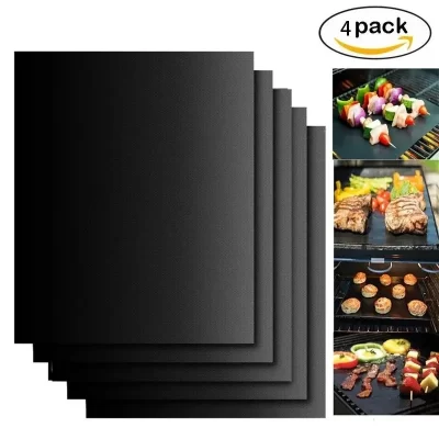 Esteiras reutilizáveis para churrasqueira a gás, BBQ Grill Mats, Pad, Acessórios de forno, Cooking Plate, Piquenique ao ar livre, Party Grilling Mat Tool, 4pcs