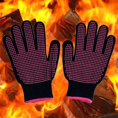 1 par de luvas de forno resistentes ao calor – luvas de churrasco de silicone resistentes ao corte e antiderrapantes para cozinha, grelha, camping e panelas