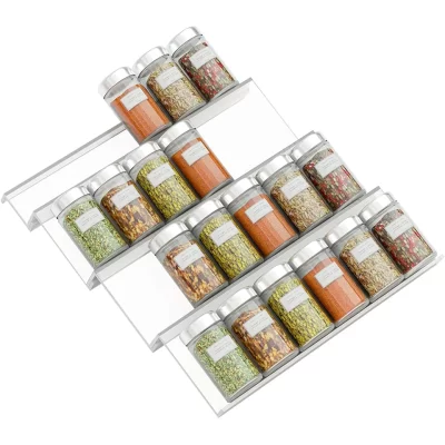 1/2/4 pçs organizador de gaveta de especiarias ajustável tempero organizador acrílico frascos de especiarias rack bandeja expansível armário prateleiras de cozinha