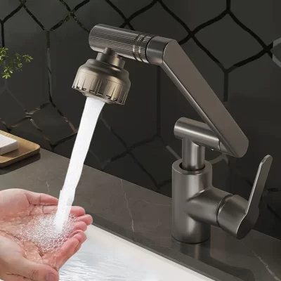 Modo duplo universal torneira rotativa braço robótico lavatório cozinha banheiro quente e frio casa bacia lavatório pia