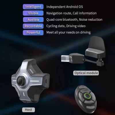 Motorcycle Helmet Smart HUD Head-up Display Navigation Bluetooth Headset Driving Recorder Voice Control IP66 Waterproof