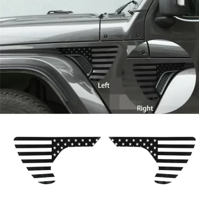 Adesivo de pvc 2 peças, bandeira preta, folha, fender, guarnição para jeep wrangler jl/jt gladiator2018-2020, carro encantador, luxo vívido